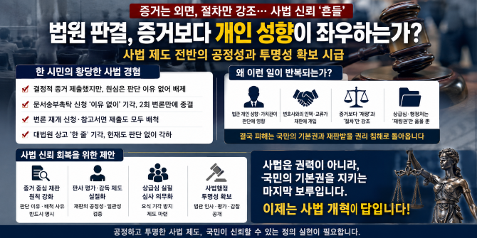 [기획] 법원 핵심 증거 외면? 판결은 증거인가? 법관의 재량인가 ? 기사 이미지